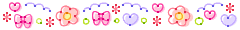 Pink flowers with bows and hearts