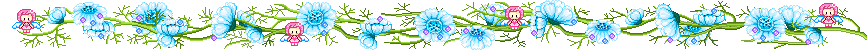 Blue flowers with pink fairys