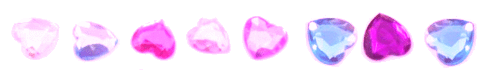 Pink, purple, and blue glass hearts