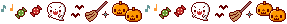 Ghosts, candies, brooms, and pumpkins