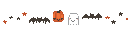 Pumpkin, ghost, and bats