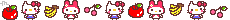 Hello Kitty and My Melody with fruits