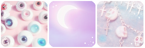 Eyes, moon, and skull charms