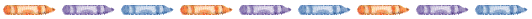 Orange, purple, and blue crayons