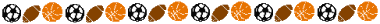 Soccer ball, basketball, and football