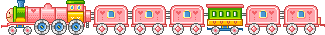 Pink and green train