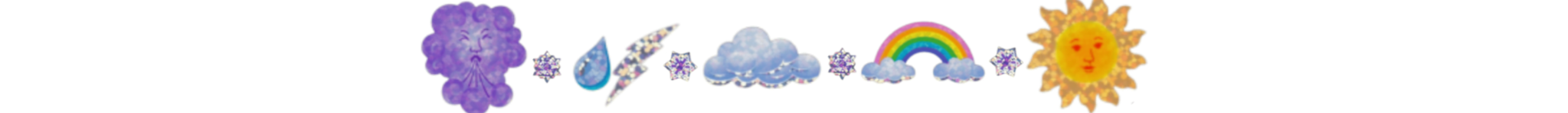 Cloud, sun, rainbow, and rain stickers