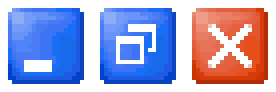 Minimize, maximize, and close icons